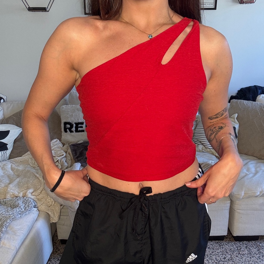 Beyond Yoga Red One-Shoulder Women's Top